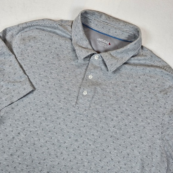 UNTUCKit Other - UNTUCKit Mens XL Gray Striped Geometric Print Cotton Short Sleeve Polo Shirt